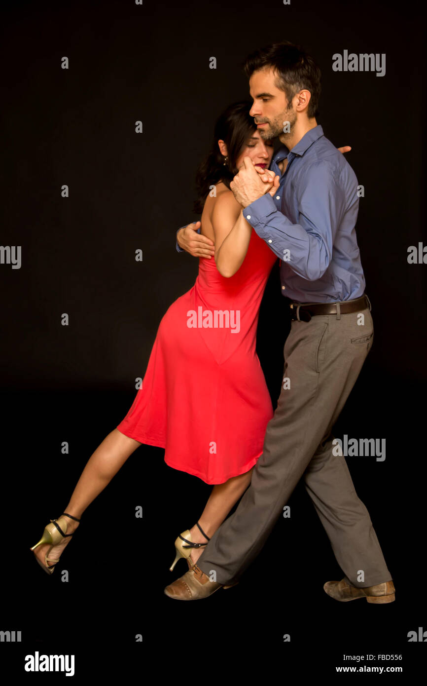 Couple de danseurs de tango à vue Banque D'Images