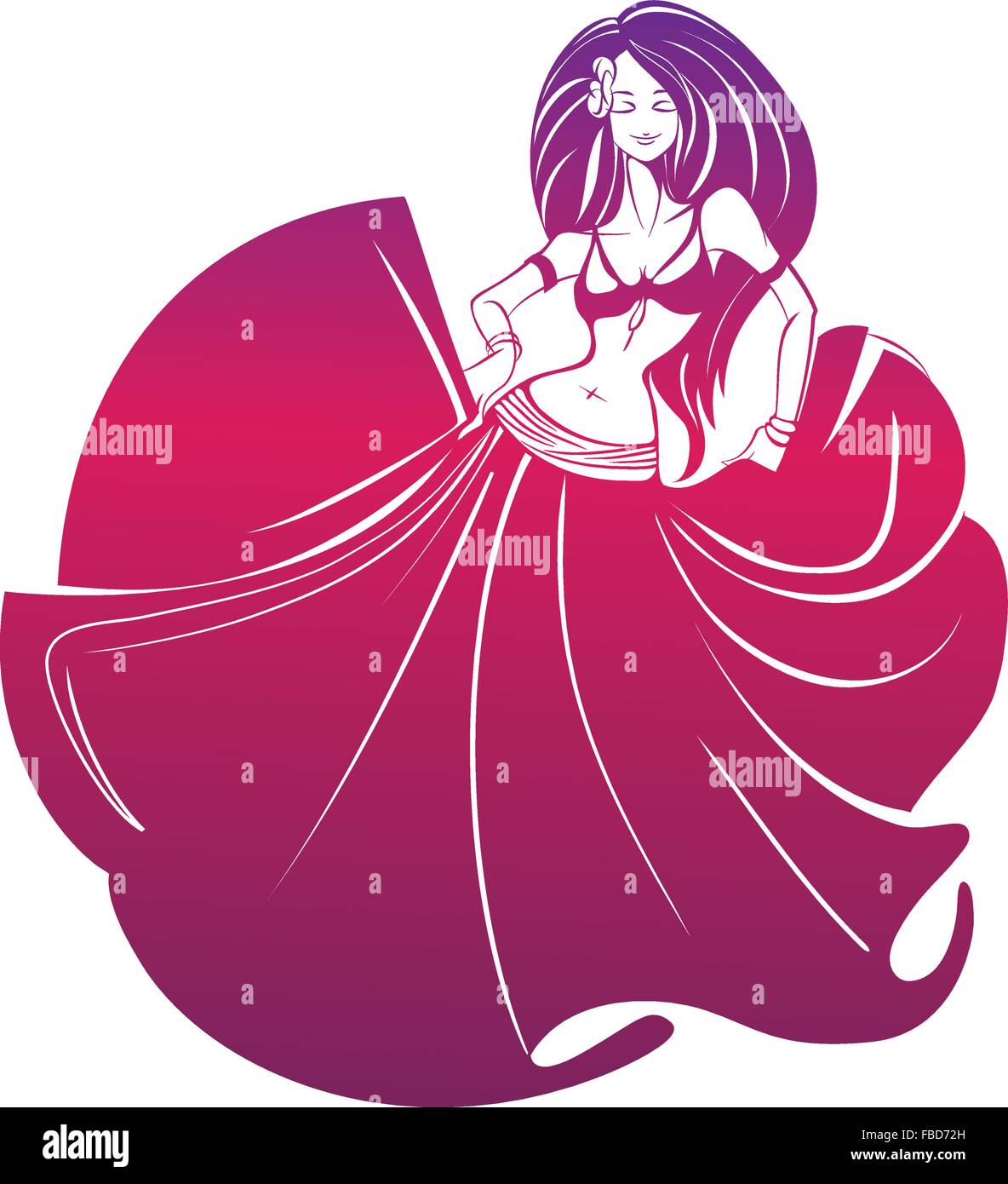 Femme dansant en pose expressive silhouette. Illustration de Vecteur