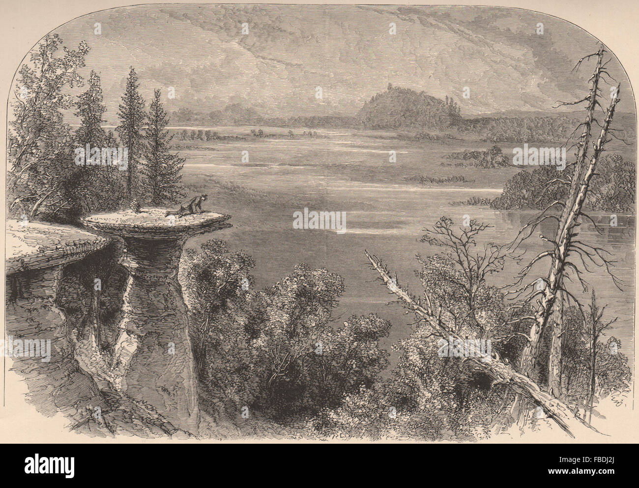 WISCONSIN : Stand Rock, sur la rivière Wisconsin, antique print 1874 Banque D'Images