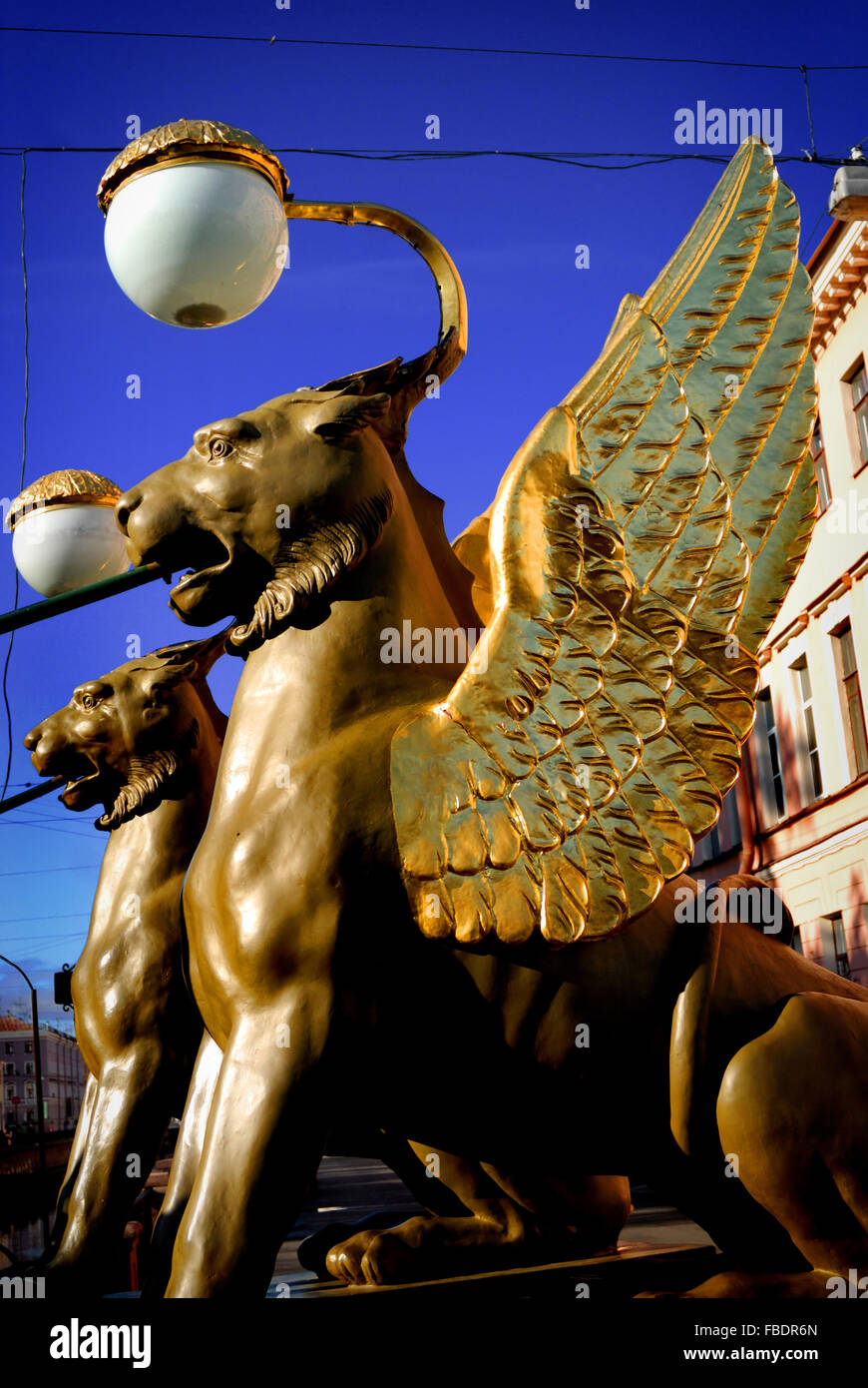 Statues de Griffin, Saint Petersburg Banque D'Images