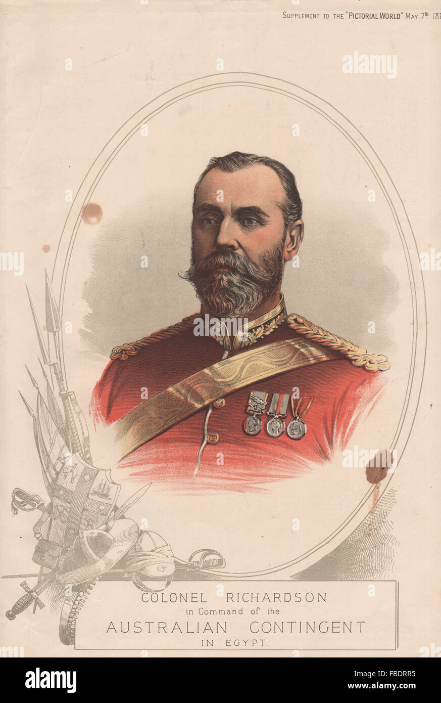 Le colonel Richardson dans le commandement de la contingent australien en Egypte, 1885 Banque D'Images