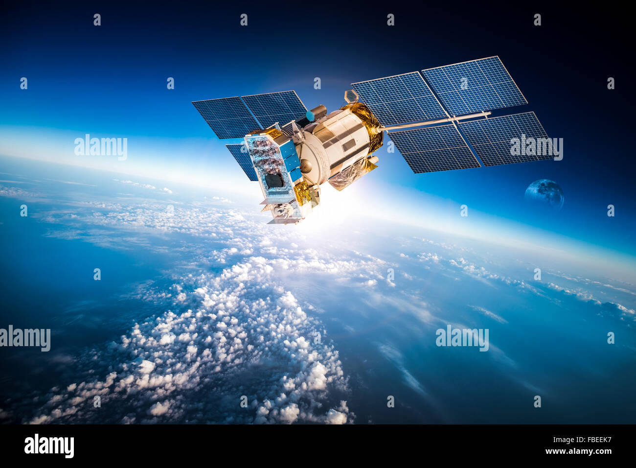 Satellite Spatial En Orbite Autour De La Terre Éléments De Cette Image Fournie Par La Nasa 