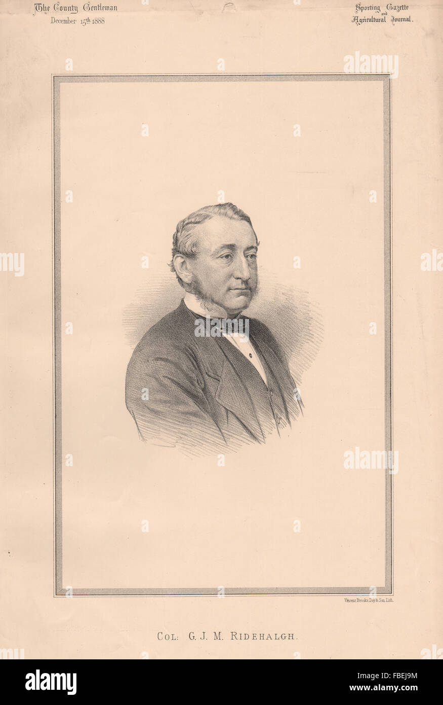 Le Colonel G.J.M. Ridehalgh, antique print 1888 Banque D'Images Le Colonel G.J.M. Ridehalgh, antique print 1888 Banque D'Images