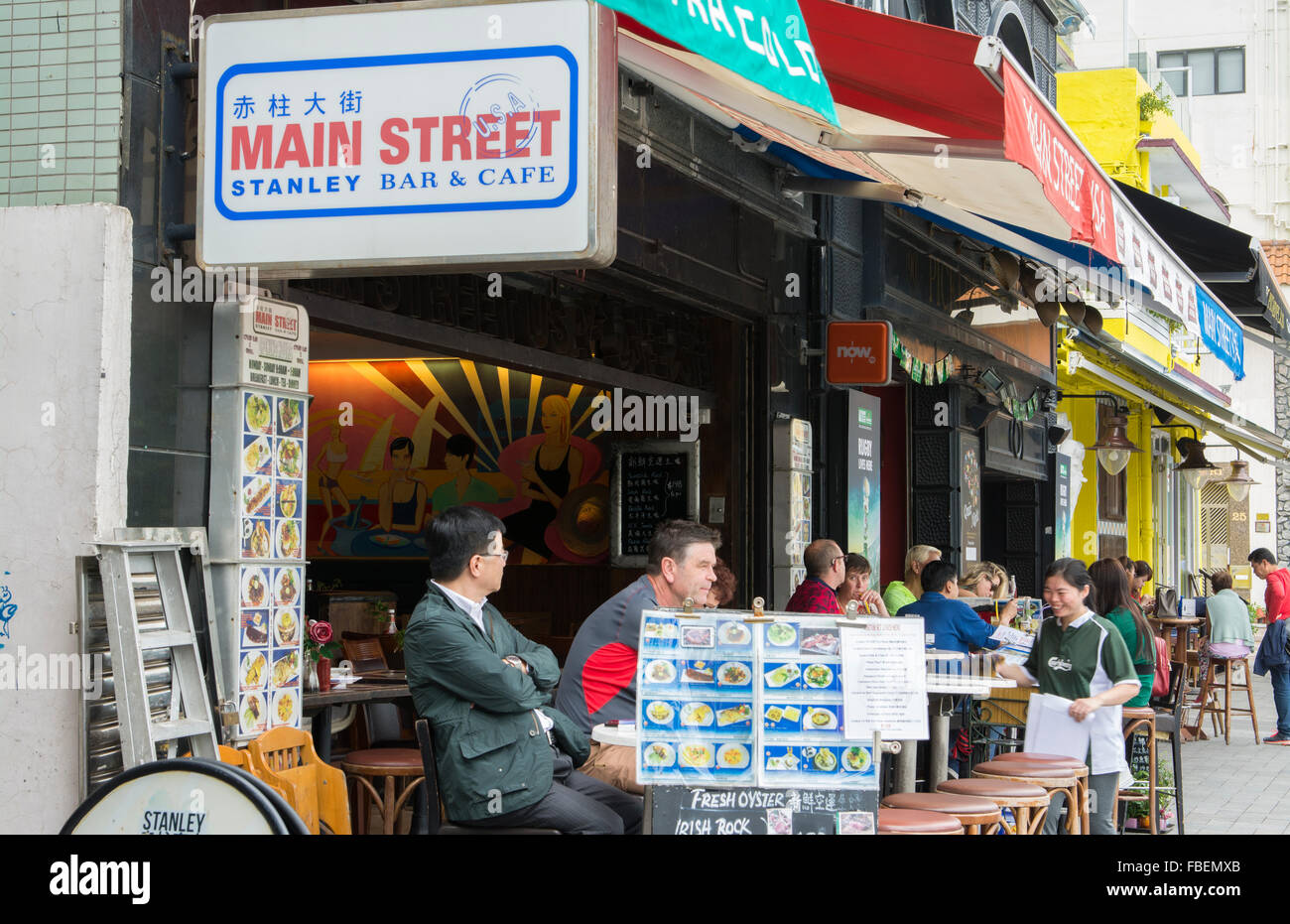 Hong Kong Chine ville de Stanley village promenade avec bars et boutiques sur la rue Main Street, près de Stanley Market Banque D'Images