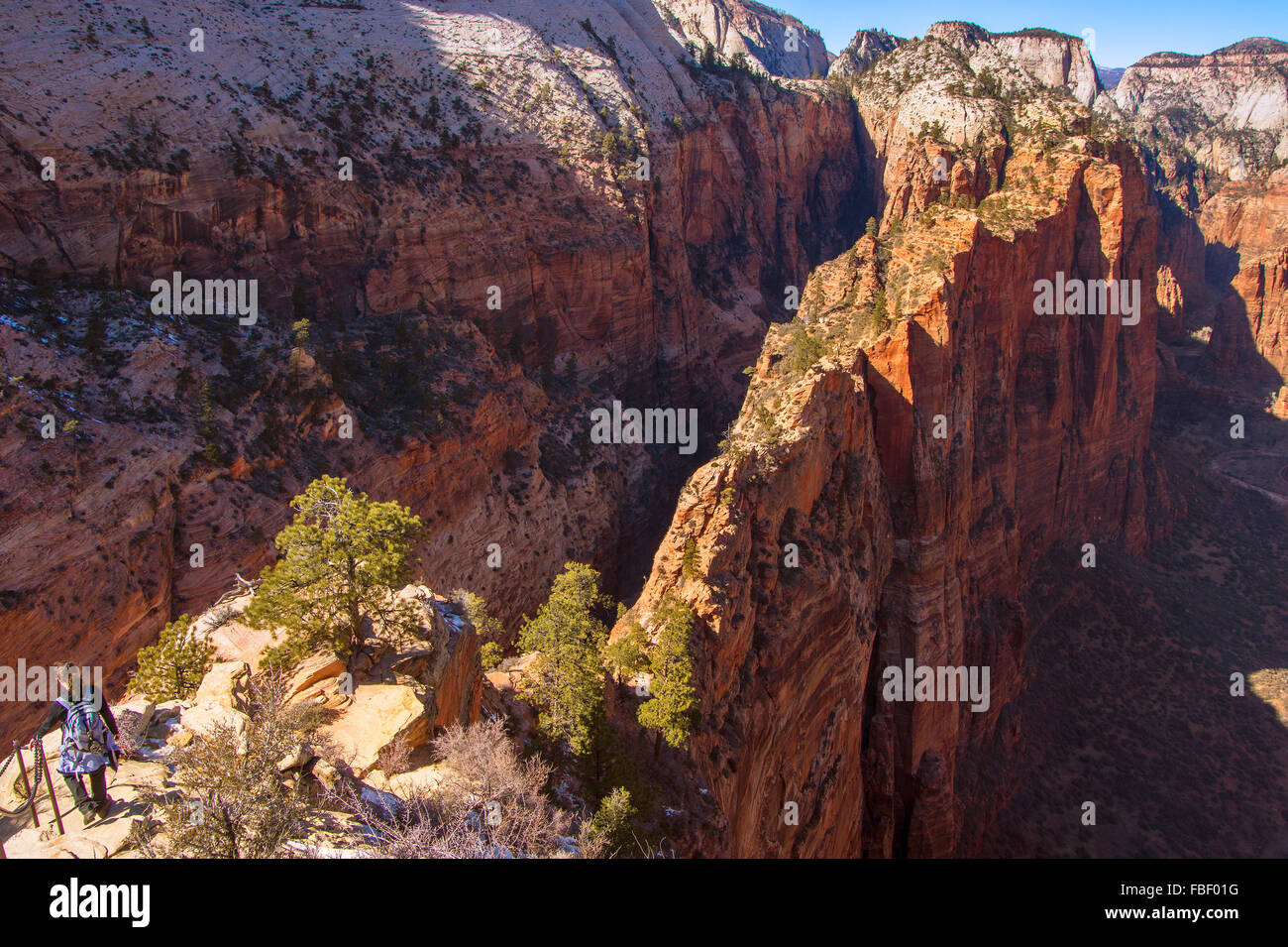 Randonnée pédestre à Angels Landing, Zion National Park, Utah Banque D'Images