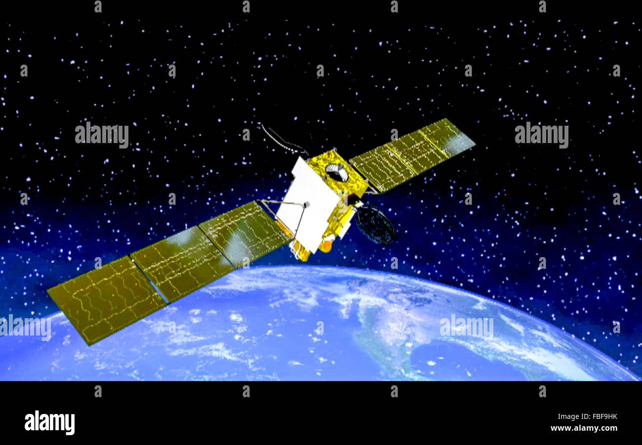 Xichang. 16 janvier, 2016. Une capture d'écran prise le 16 janvier 2016 montre le satellite Telecom biélorusse Belintersat-1. La Chine a envoyé un satellite en orbite telecom destiné à partir de la Chine du sud-ouest du centre de lancement de Xichang le samedi. © Liu Chan/Xinhua/Alamy Live News Banque D'Images