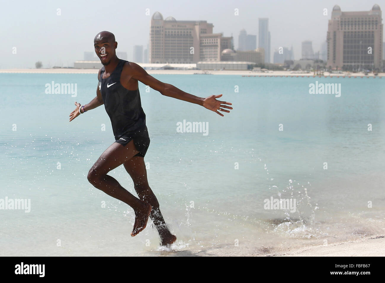 Mohamed Farah de Grande-Bretagne à l'Qatara Beach à Doha Qatar Banque D'Images