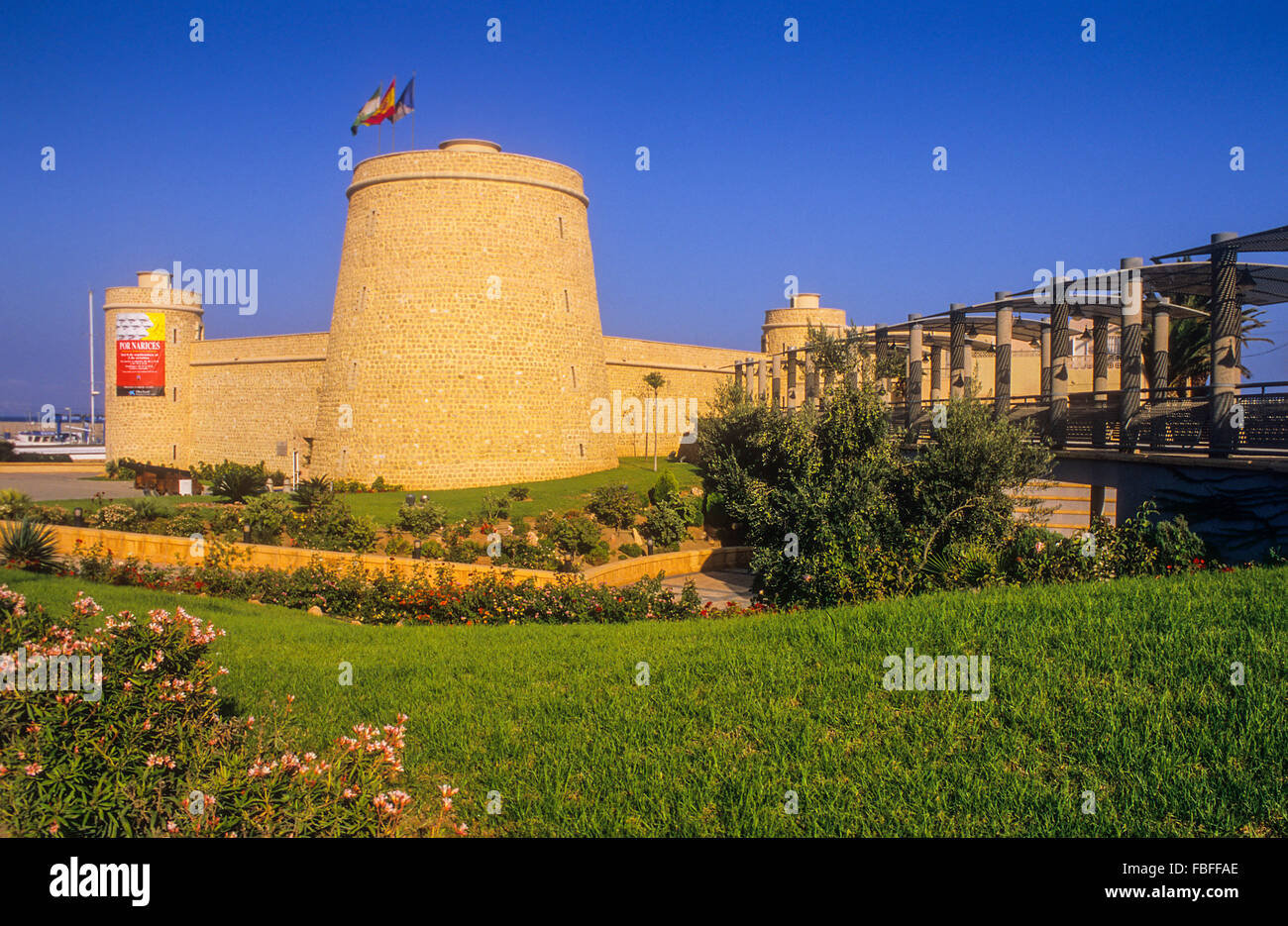 Château de Santa Ana, Roquetas de Mar.la province d'Almeria, Andalousie, espagne. Banque D'Images