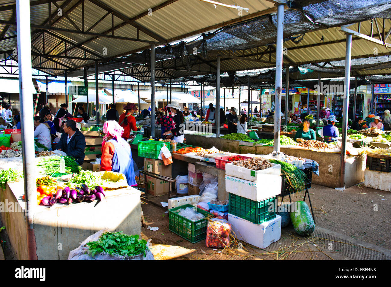 Shaxi,aliments,Marché,Légumes,épices Ingrédients médicinaux chinois de la province de Yunnan, Chine, République populaire de Chine, Chine Banque D'Images