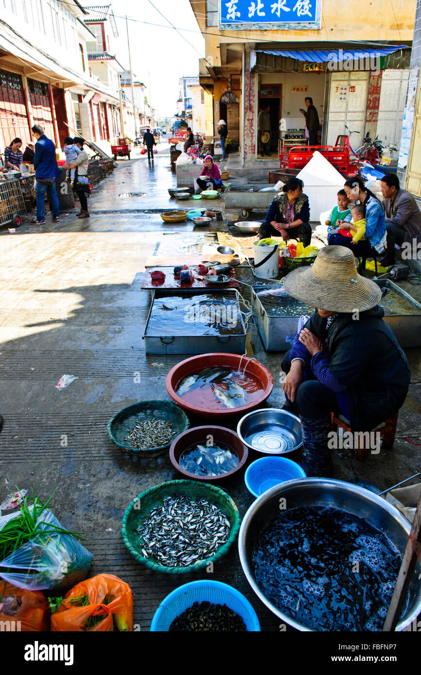 Shaxi,aliments,Marché,Légumes,épices Ingrédients médicinaux chinois de la province de Yunnan, Chine, République populaire de Chine, Chine Banque D'Images