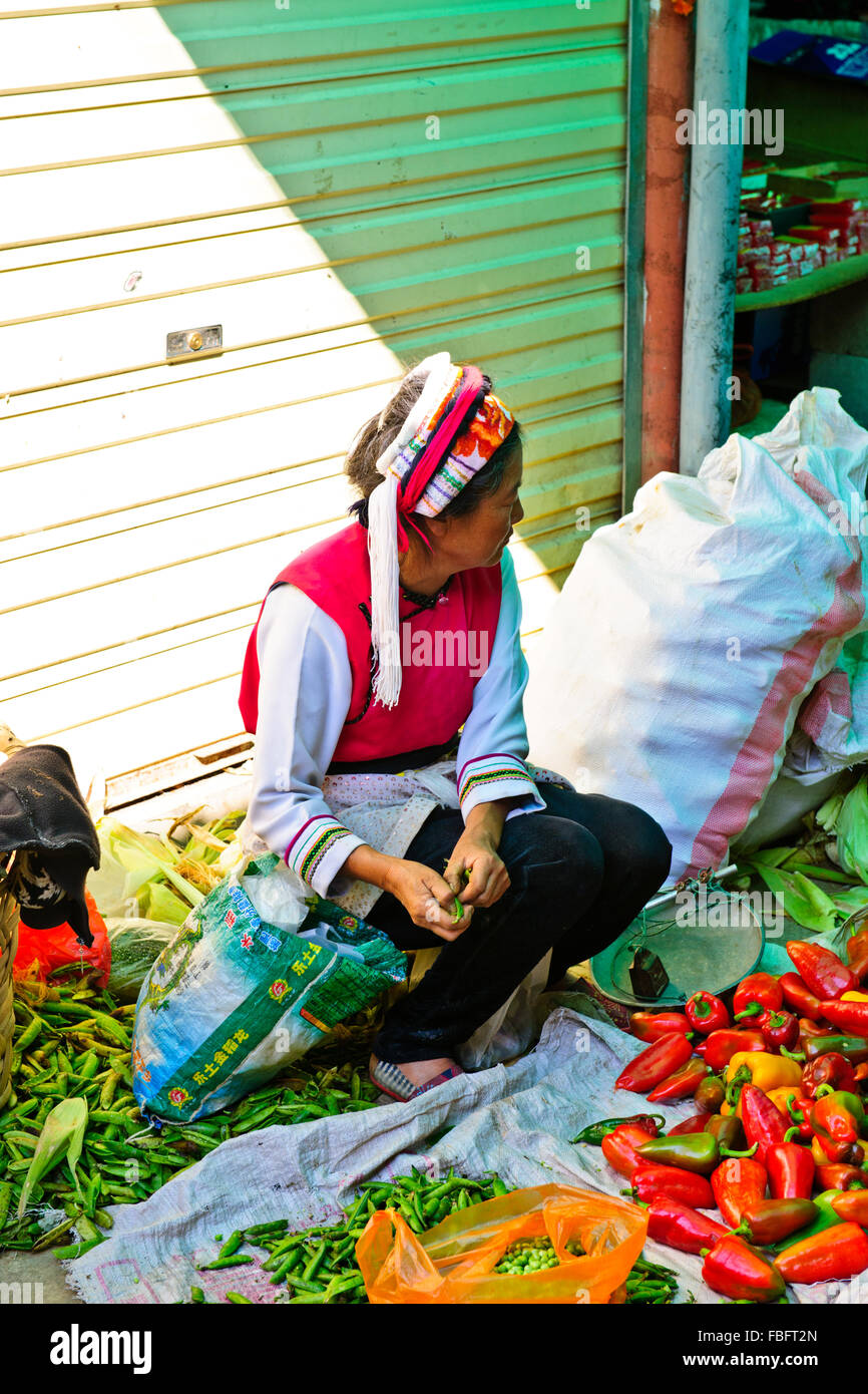 Shaxi,aliments,Marché,Légumes,épices Ingrédients médicinaux chinois de la province de Yunnan, Chine, République populaire de Chine, Chine Banque D'Images