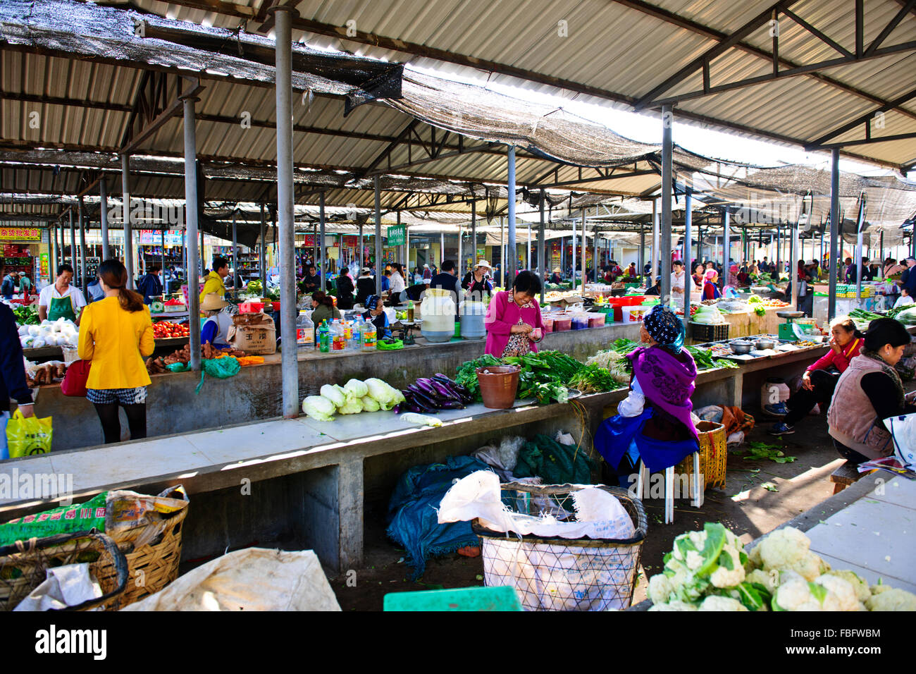 Shaxi,aliments,Marché,Légumes,épices Ingrédients médicinaux chinois de la province de Yunnan, Chine, République populaire de Chine, Chine Banque D'Images