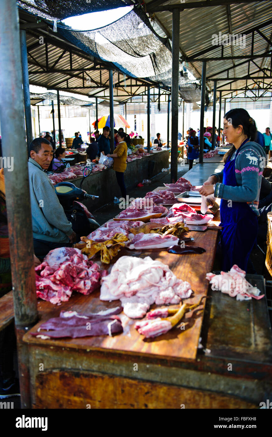 Shaxi,aliments,Marché,Légumes,épices Ingrédients médicinaux chinois de la province de Yunnan, Chine, République populaire de Chine, Chine Banque D'Images