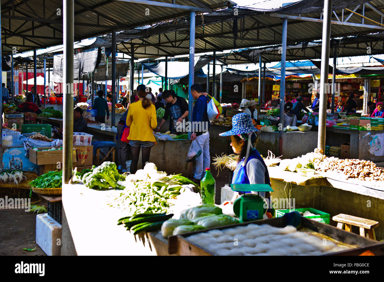 Shaxi,aliments,Marché,Légumes,épices Ingrédients médicinaux chinois de la province de Yunnan, Chine, République populaire de Chine, Chine Banque D'Images