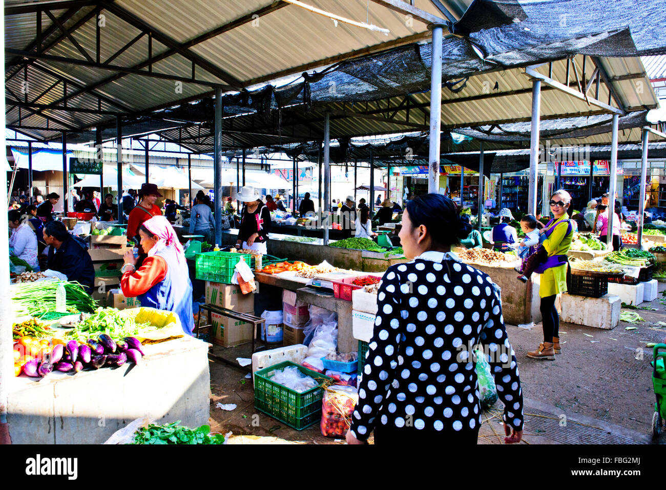 Shaxi,aliments,Marché,Légumes,épices Ingrédients médicinaux chinois de la province de Yunnan, Chine, République populaire de Chine, Chine Banque D'Images