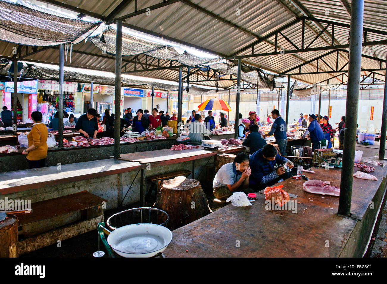 Shaxi,aliments,Marché,Légumes,épices Ingrédients médicinaux chinois de la province de Yunnan, Chine, République populaire de Chine, Chine Banque D'Images