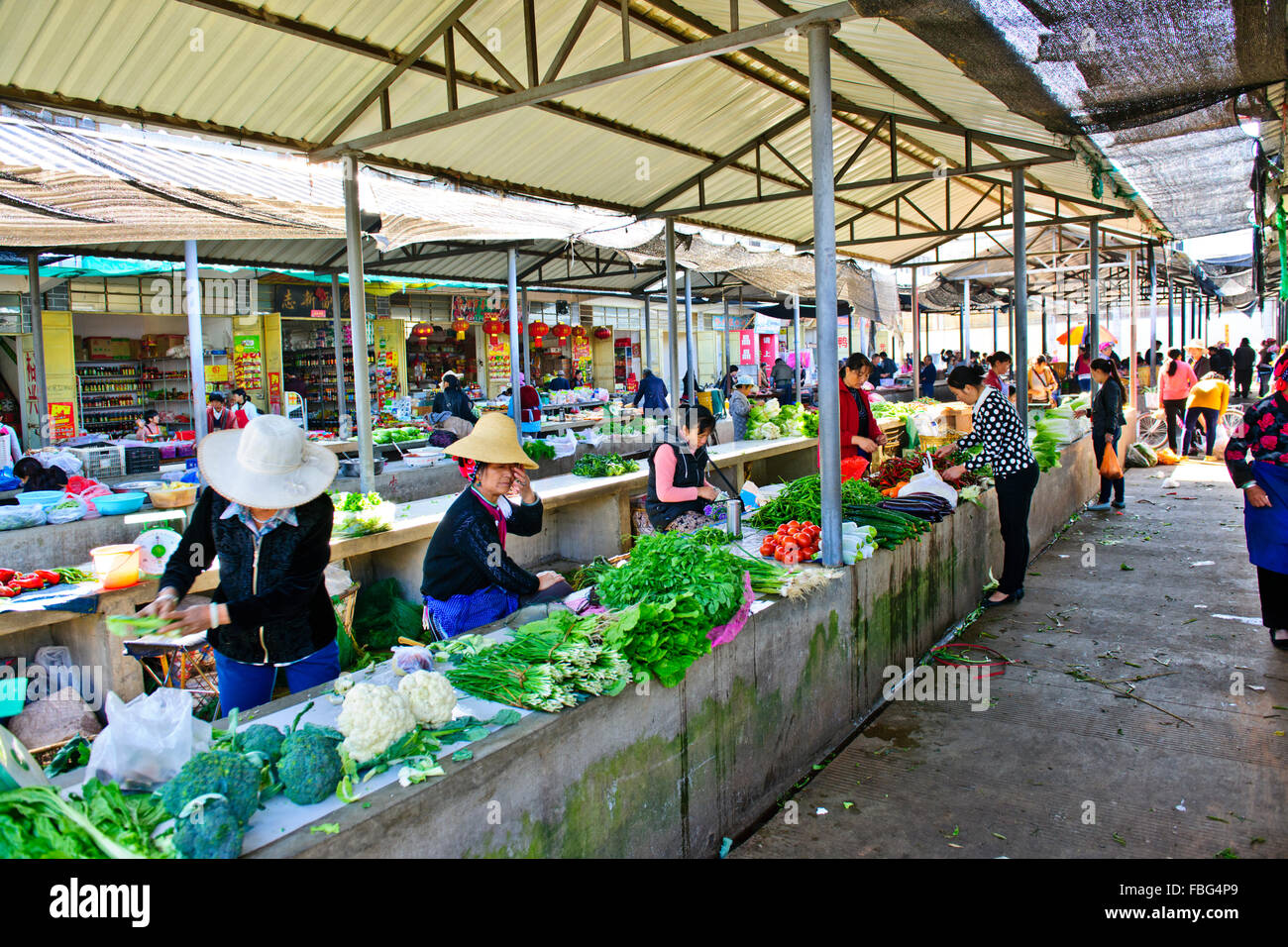 Shaxi,aliments,Marché,Légumes,épices Ingrédients médicinaux chinois de la province de Yunnan, Chine, République populaire de Chine, Chine Banque D'Images