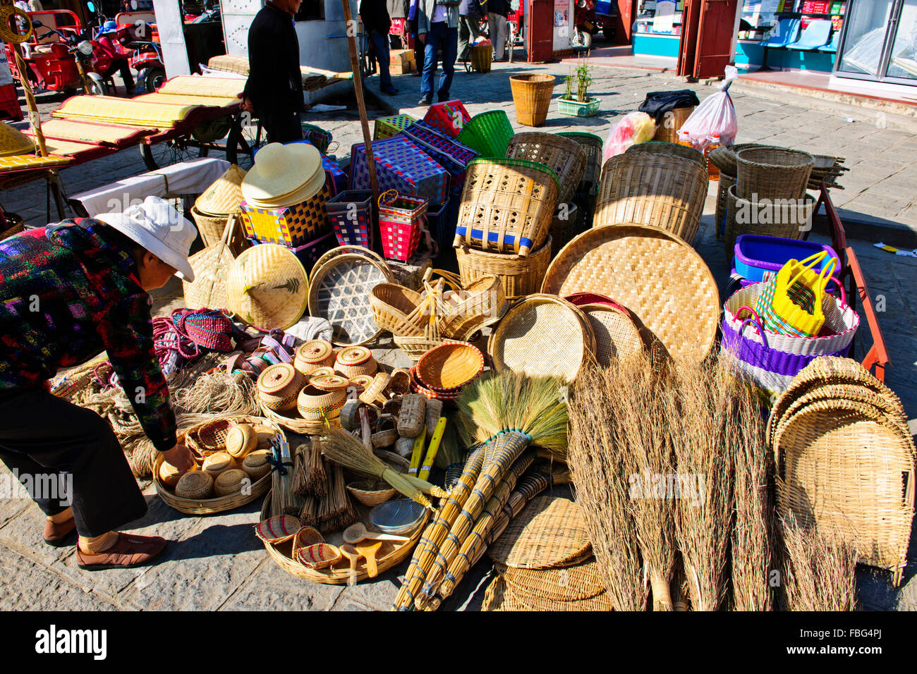 Shaxi,aliments,Marché,Légumes,épices Ingrédients médicinaux chinois de la province de Yunnan, Chine, République populaire de Chine, Chine Banque D'Images
