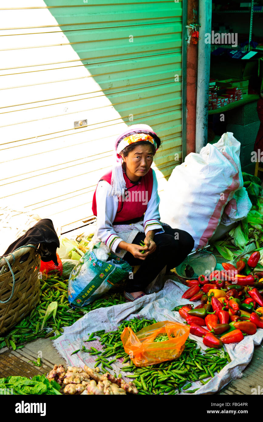 Shaxi,aliments,Marché,Légumes,épices Ingrédients médicinaux chinois de la province de Yunnan, Chine, République populaire de Chine, Chine Banque D'Images
