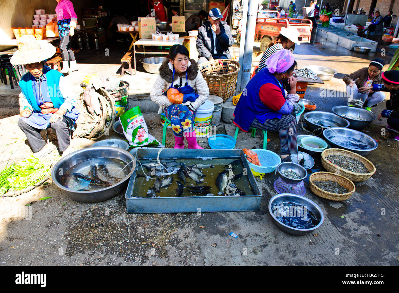 Shaxi,aliments,Marché,Légumes,épices Ingrédients médicinaux chinois de la province de Yunnan, Chine, République populaire de Chine, Chine Banque D'Images