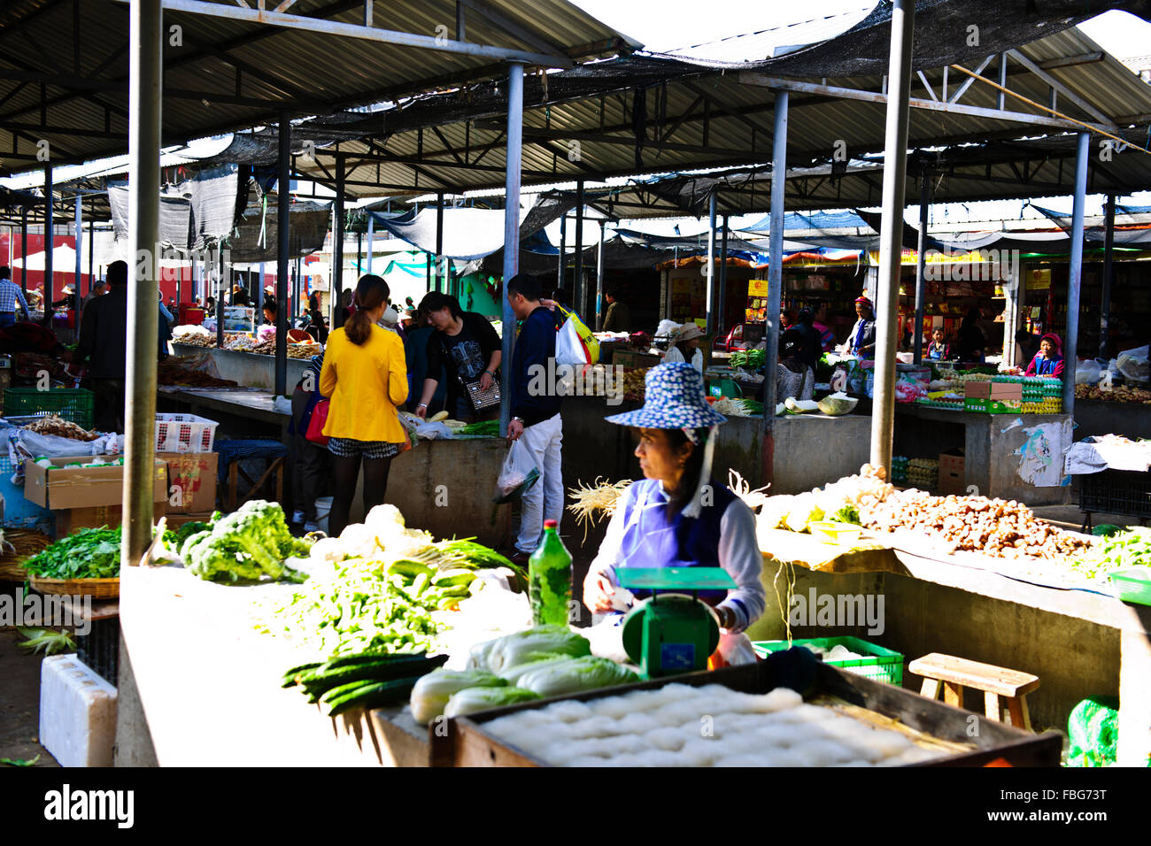 Shaxi,aliments,Marché,Légumes,épices Ingrédients médicinaux chinois de la province de Yunnan, Chine, République populaire de Chine, Chine Banque D'Images