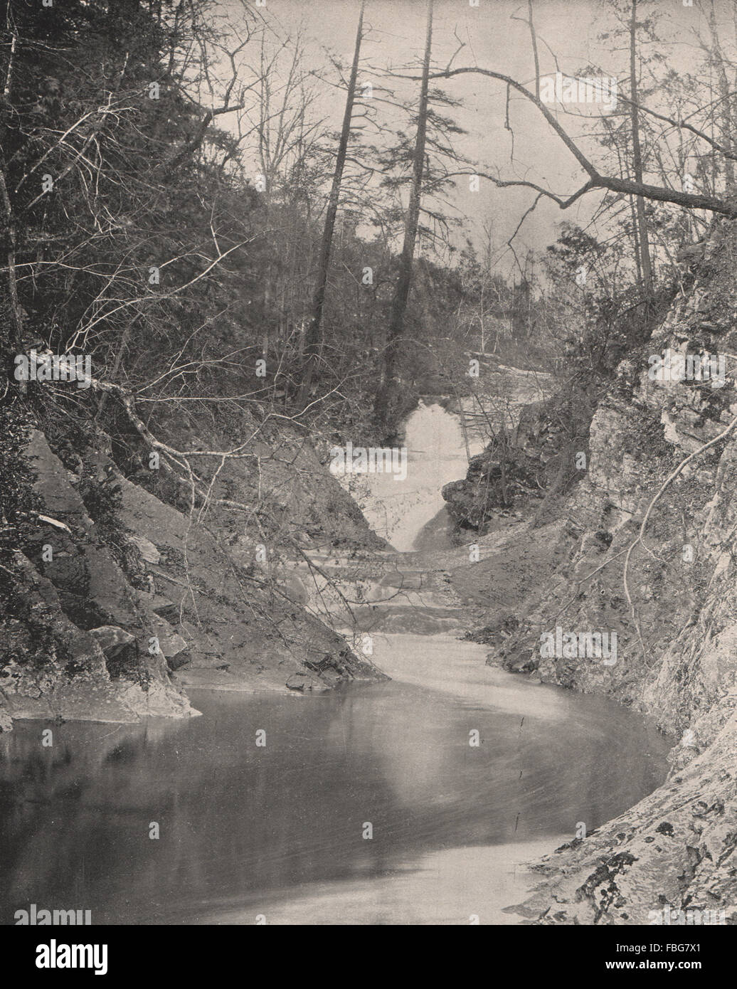 Le pont naturel et la dentelle Falls, en Virginie, antique print 1895 Banque D'Images