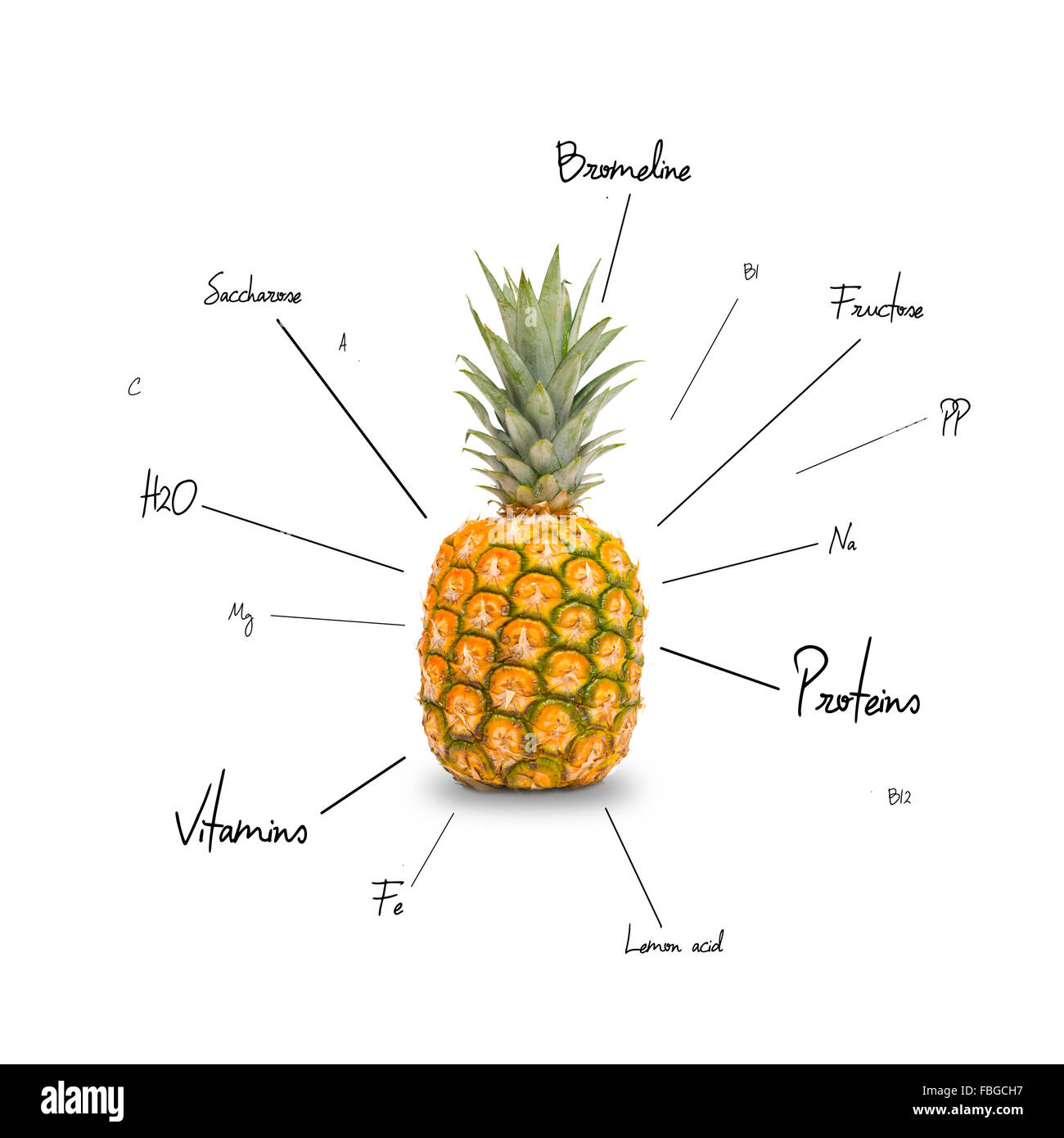La composition chimique d'ananas Banque D'Images