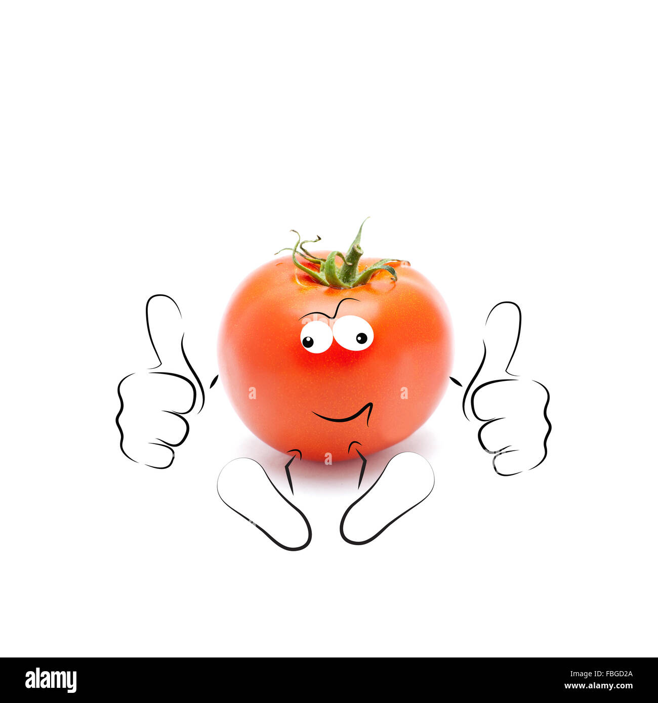Tomate Cartoon donnant un double de Thumbs up Banque D'Images