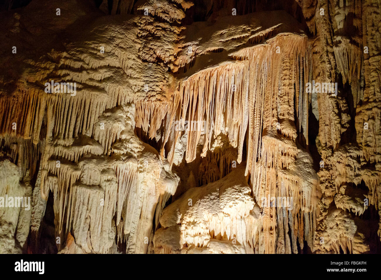 L'Aven d'Orgnac chambres souterraines et formations de cristaux dans l'Ardèche, France Banque D'Images