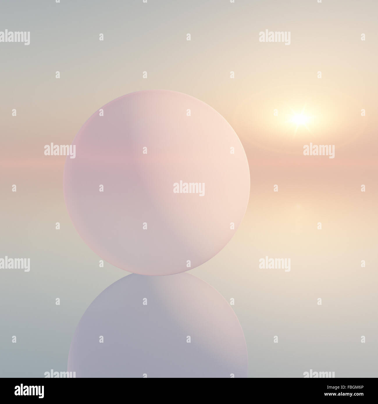 Un fond mou avec sphere sur horizon coucher du soleil Banque D'Images