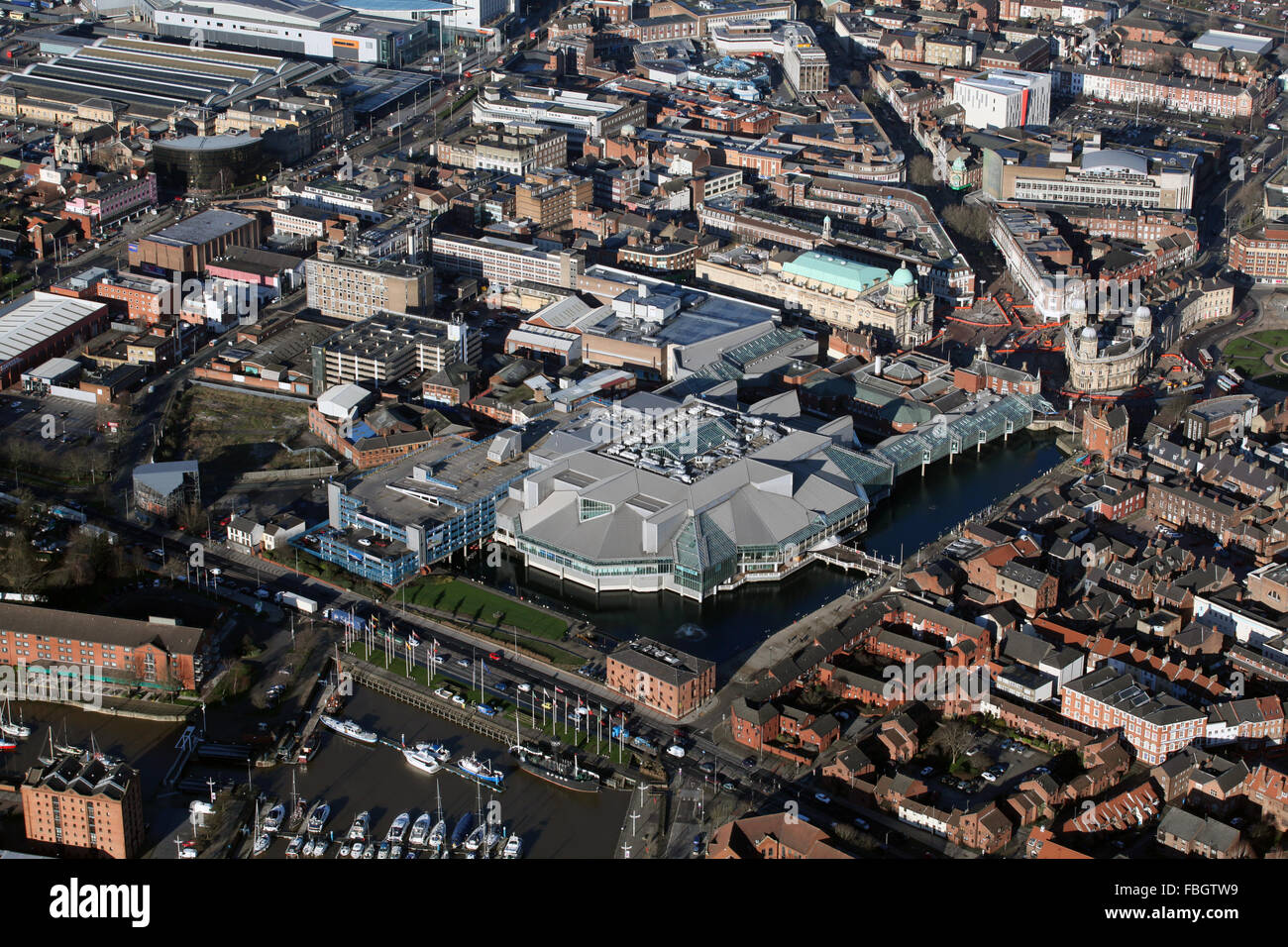 Vue aérienne du centre commercial Princess Quay Shopping Center à Hull, Royaume-Uni Banque D'Images