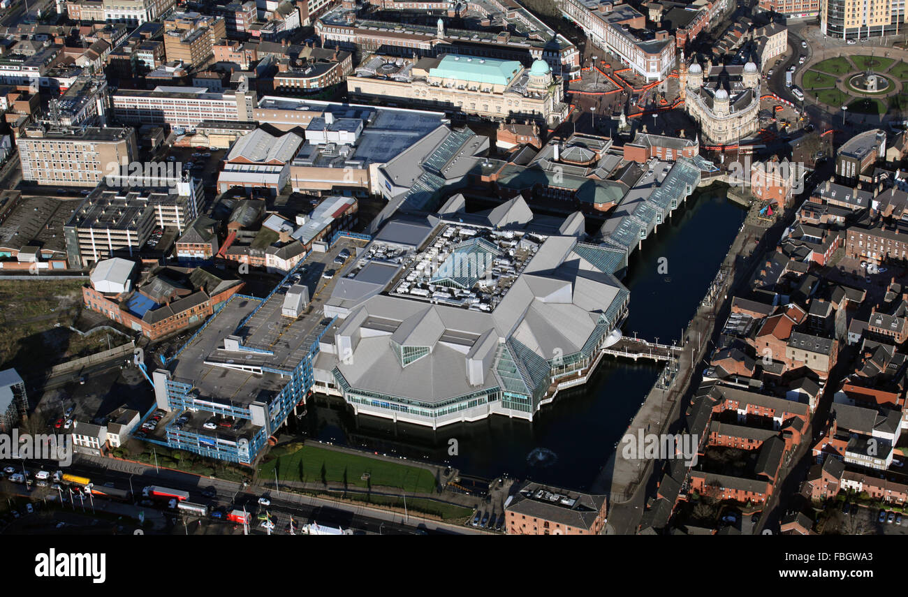 Vue aérienne du centre commercial Princess Quay Shopping Center à Hull, Royaume-Uni Banque D'Images