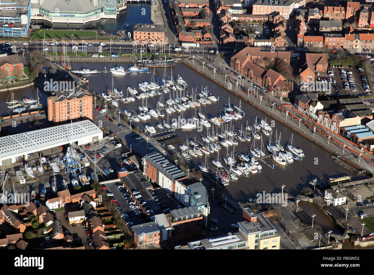 Vue aérienne de la marina de Hull, East Yorkshire, UK Banque D'Images