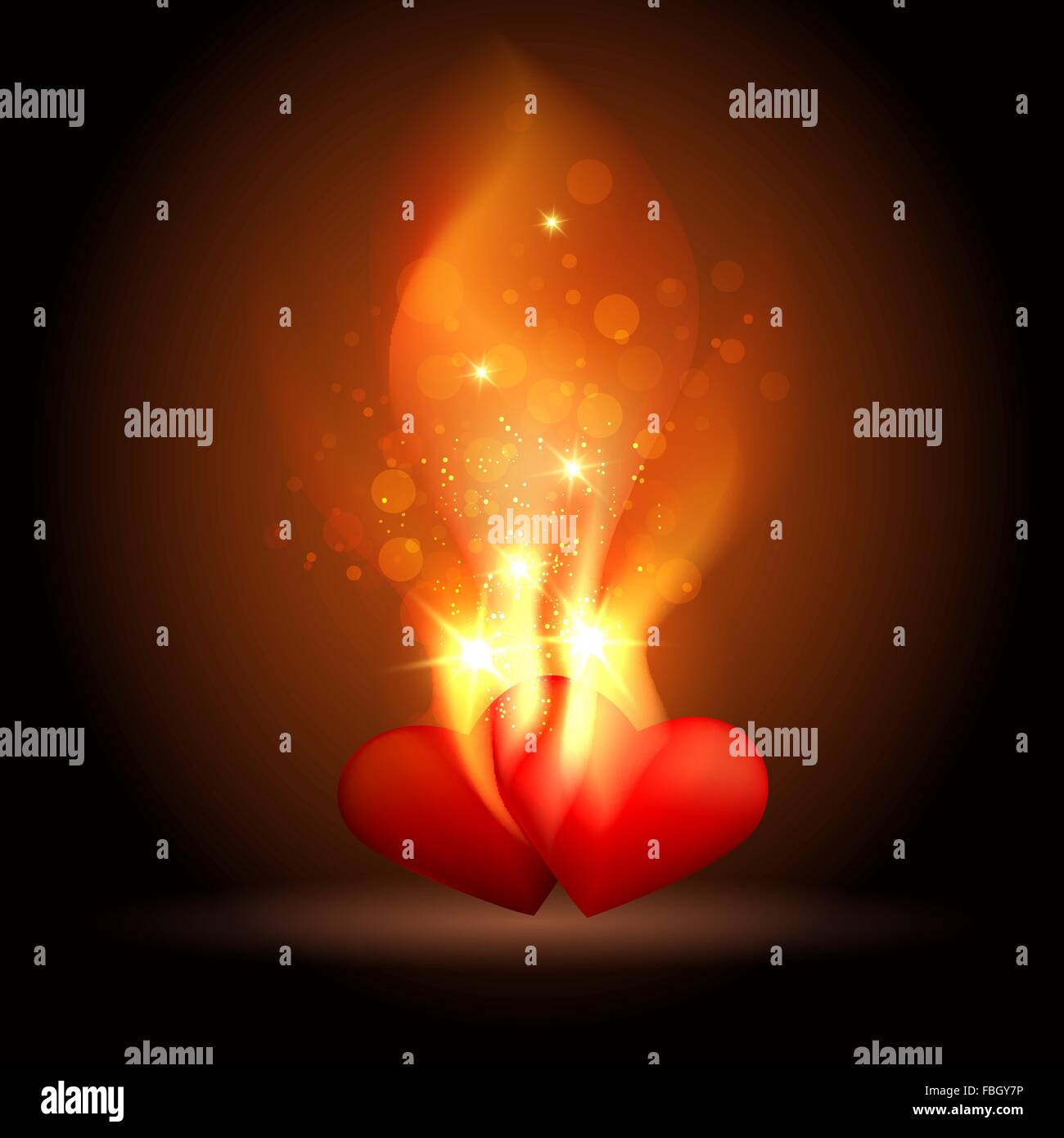 Arrière-plan de la Saint-Valentin avec burning hearts Illustration de Vecteur