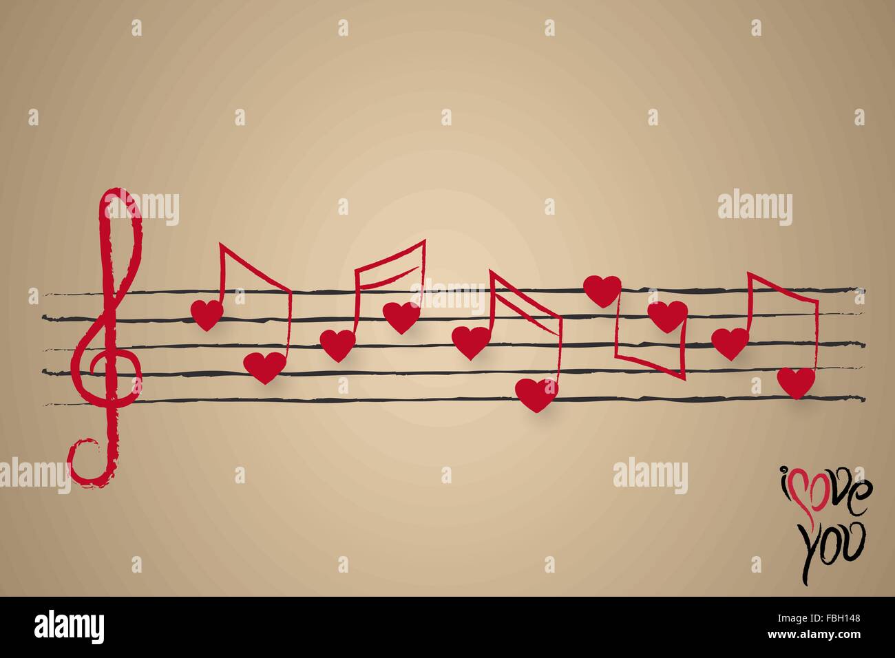 Carte de voeux de mariage ou design avec partitions avec notes de musique en forme de coeur Illustration de Vecteur