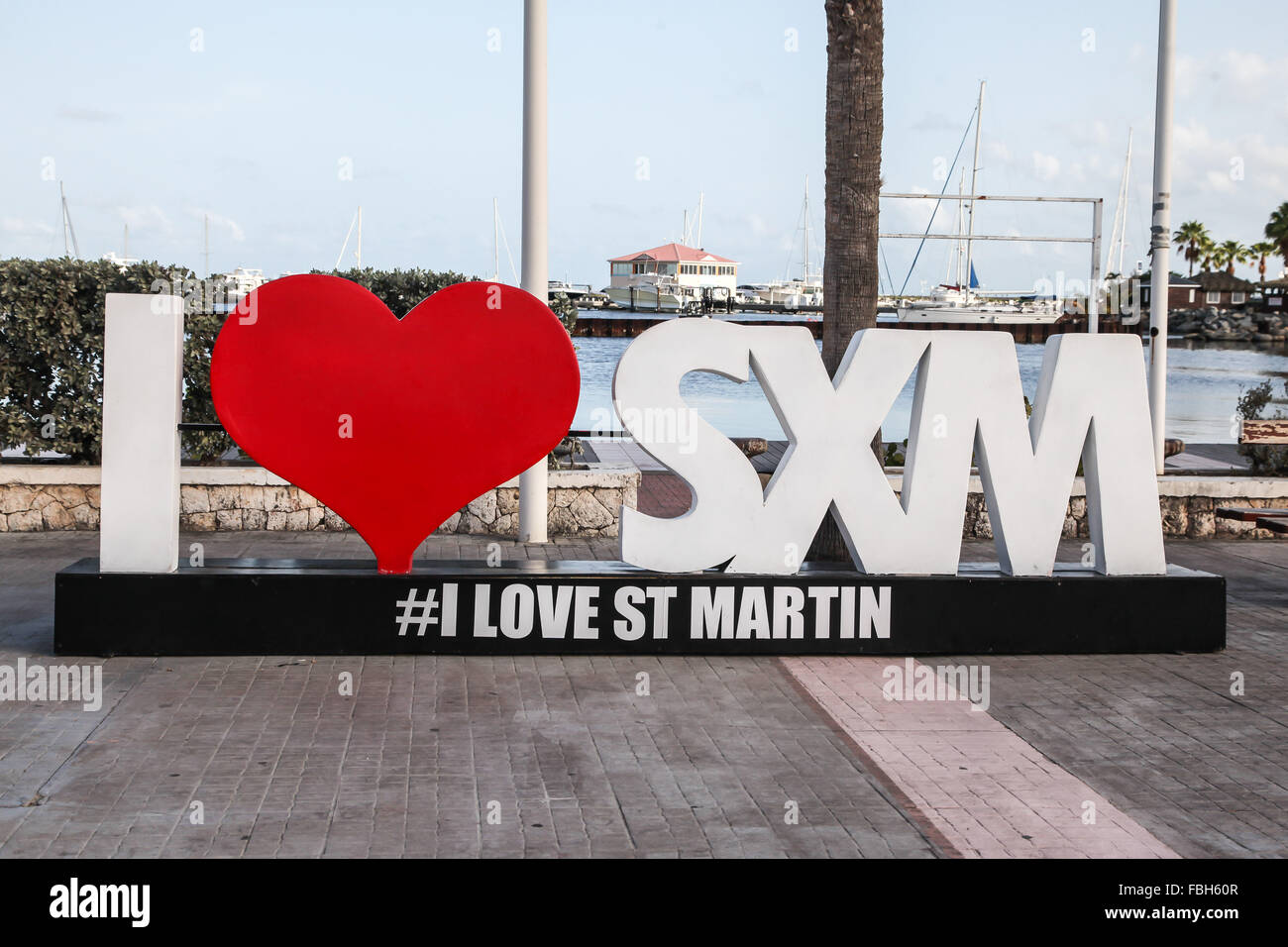 Signer et j'adore la statue de St Martin Marigot. Banque D'Images