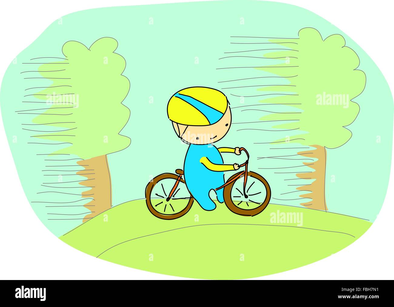 Cute biker équitation dans le parc Illustration de Vecteur