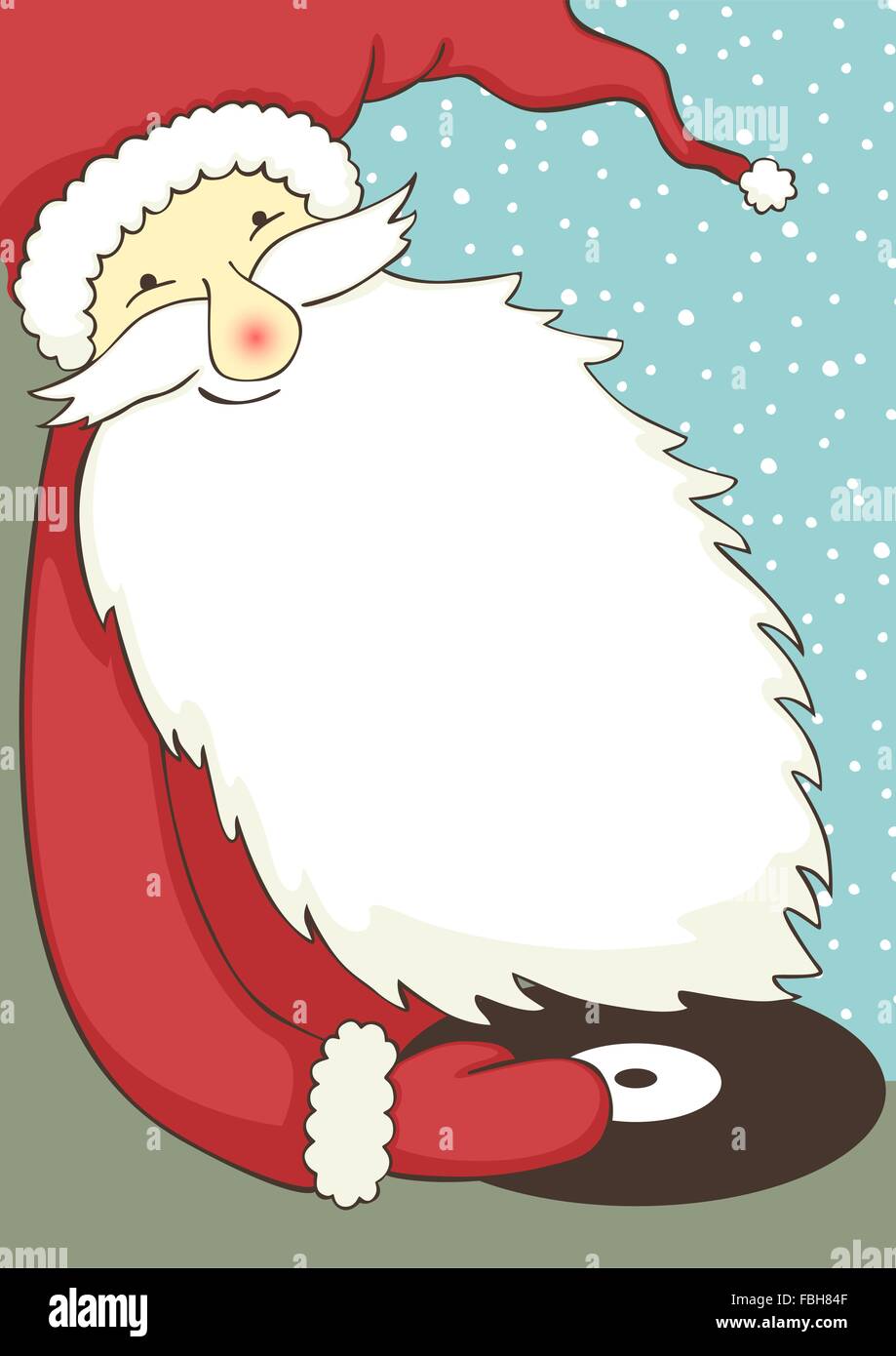 Cute affiche de fête de Noël avec le Père Noël Illustration de Vecteur