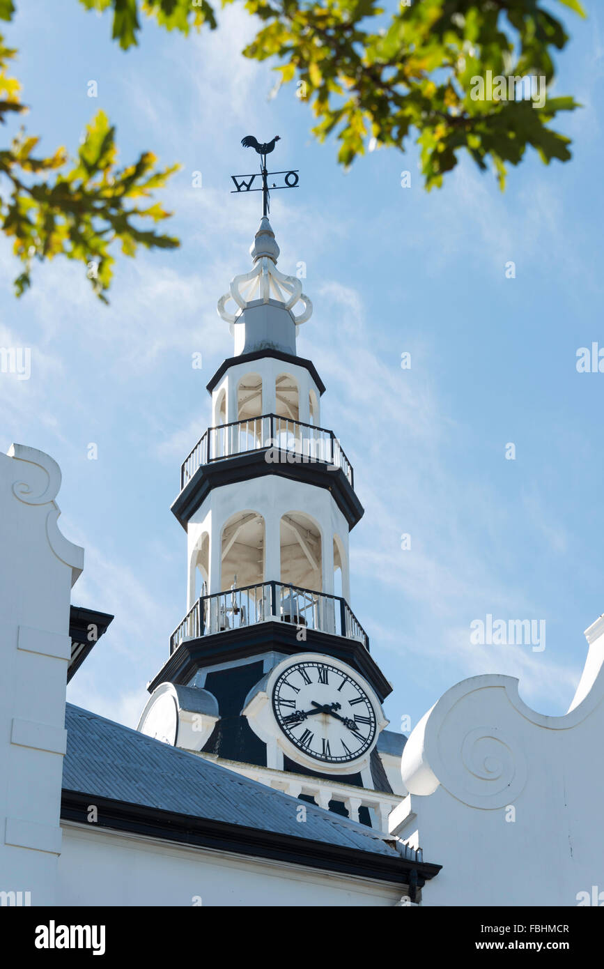 Tour de l'horloge, l'Église Réformée hollandaise (NGK), Swellendam, région d'Overberg, Province de Western Cape, Afrique du Sud Banque D'Images