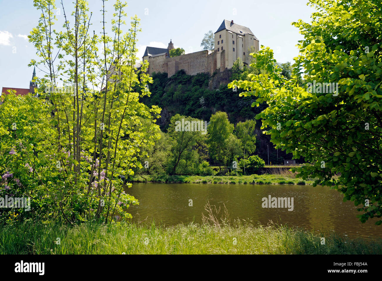 Château de Mildenstein, porphyr Freiberger Mulde, rock, Leisnig, à l'origine du château en 1081, puis étendue, l'histoire pleine de changement Banque D'Images