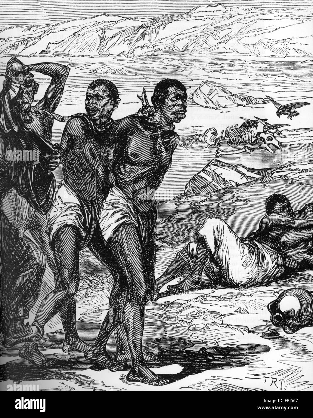 Les esclavagistes arabes à partir d'une gravure du xixe siècle Banque D'Images