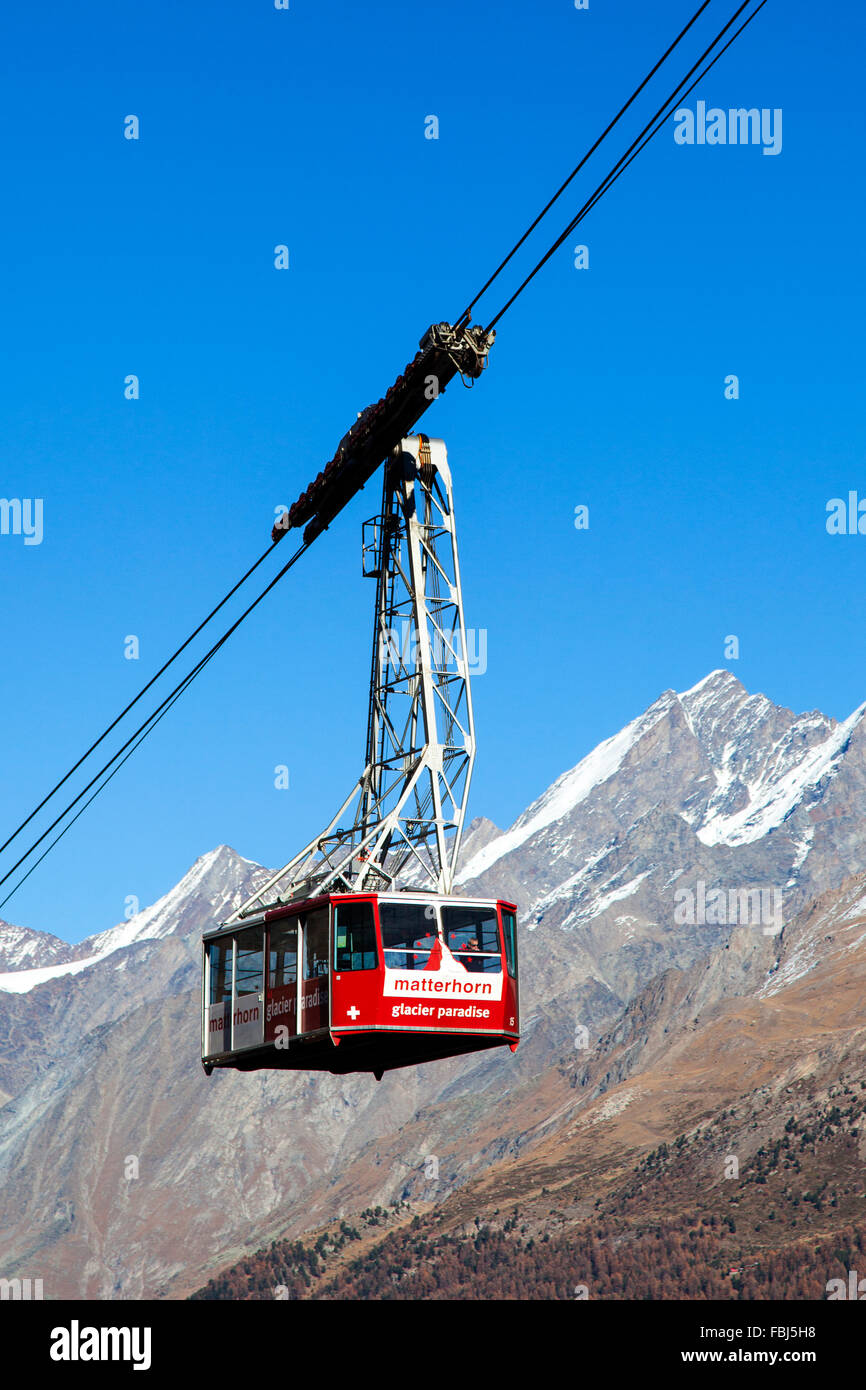 Le Téléphérique Matterhorn Glacier Paradise, Zermatt, Valais, Suisse Banque D'Images