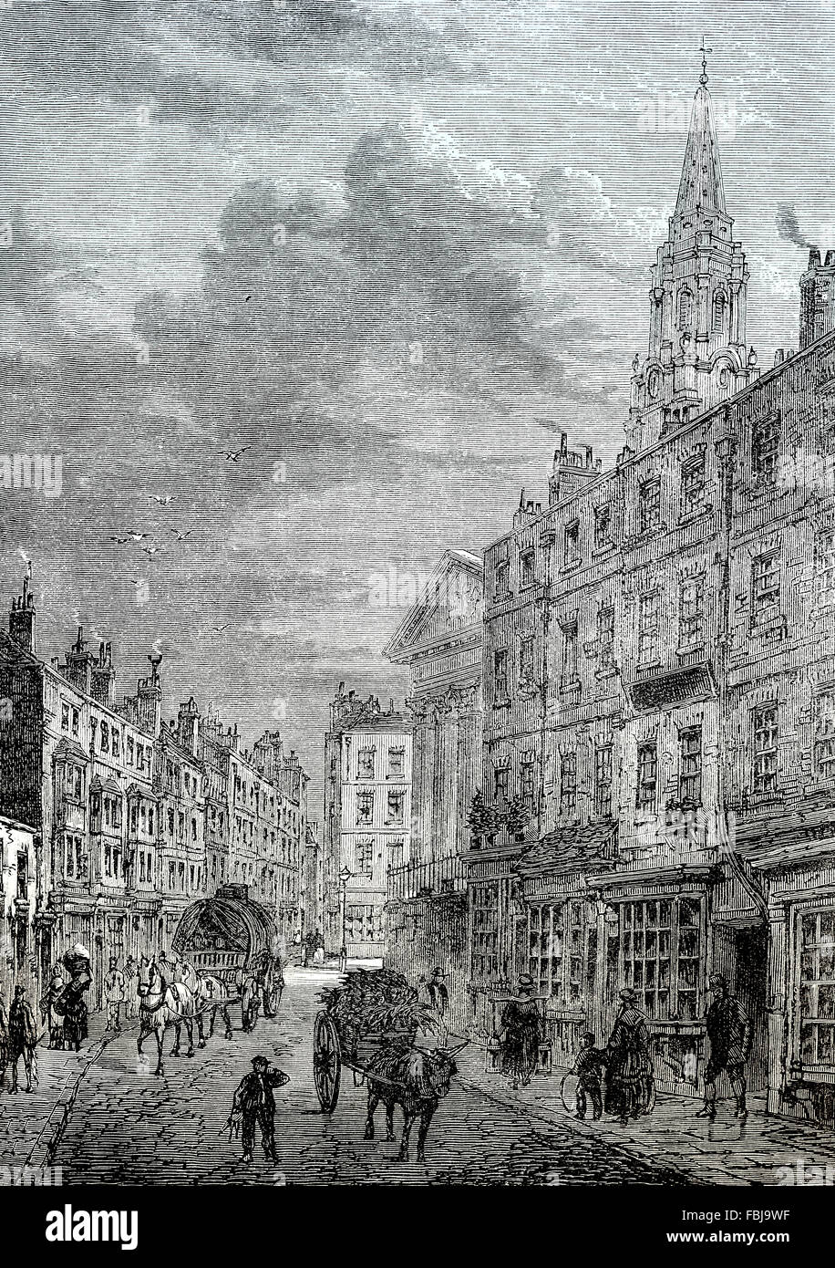 St Martin's Lane, 1820, une rue de Covent Garden, Londres, Angleterre Banque D'Images