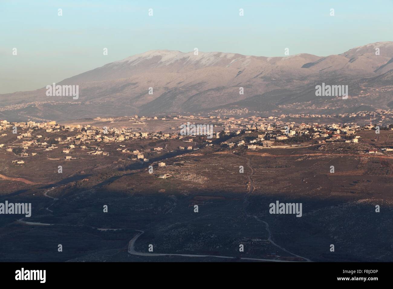 Le sud du Liban avec Mt Hermon Banque D'Images