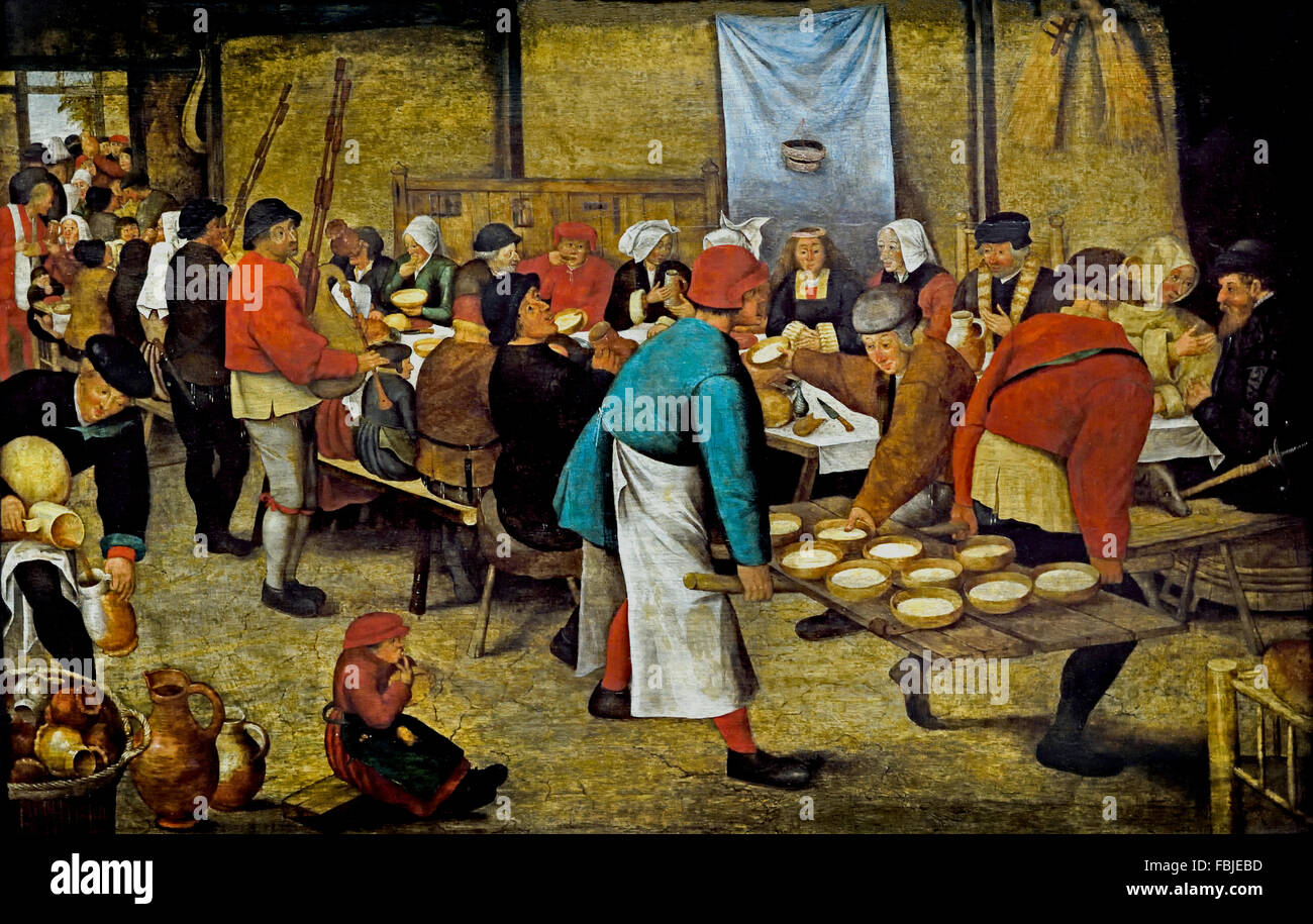 Noces dans la grange - Bruiloftsmaal in de schuur 1616 Pieter Brueghel le Jeune Belge Flamand 1616-1647 Belgique Banque D'Images