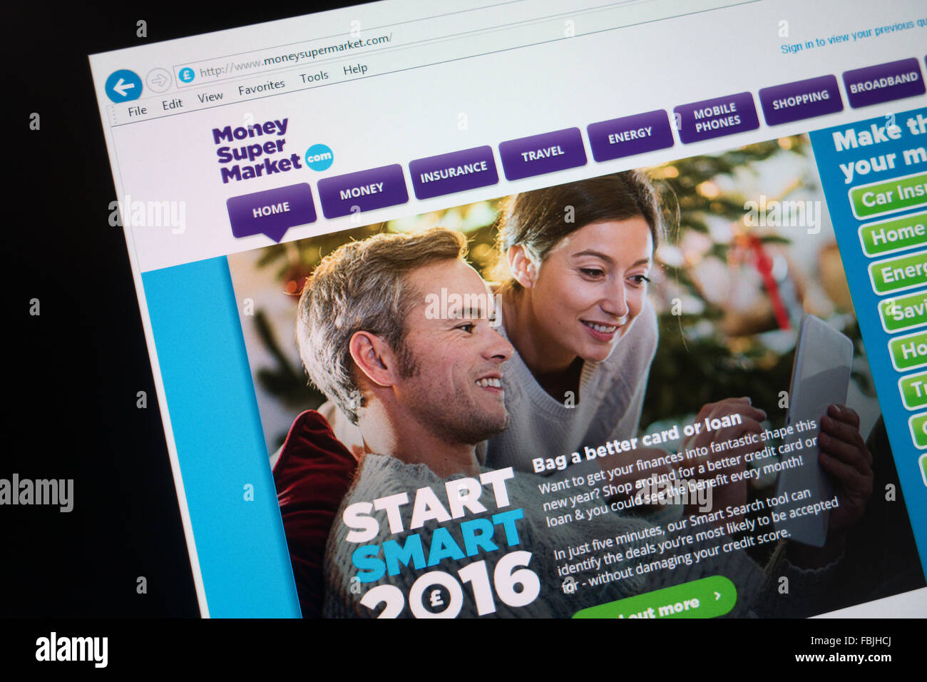 Comparaison de prix en ligne site web moneysupermarket Banque D'Images