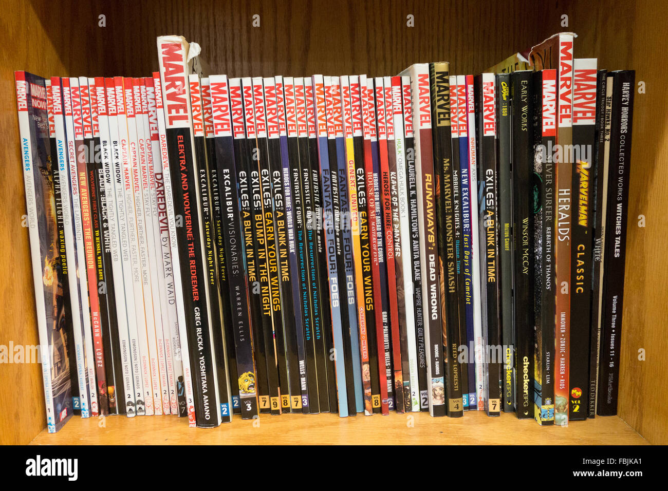 Marvel comic books book shelf Banque D'Images