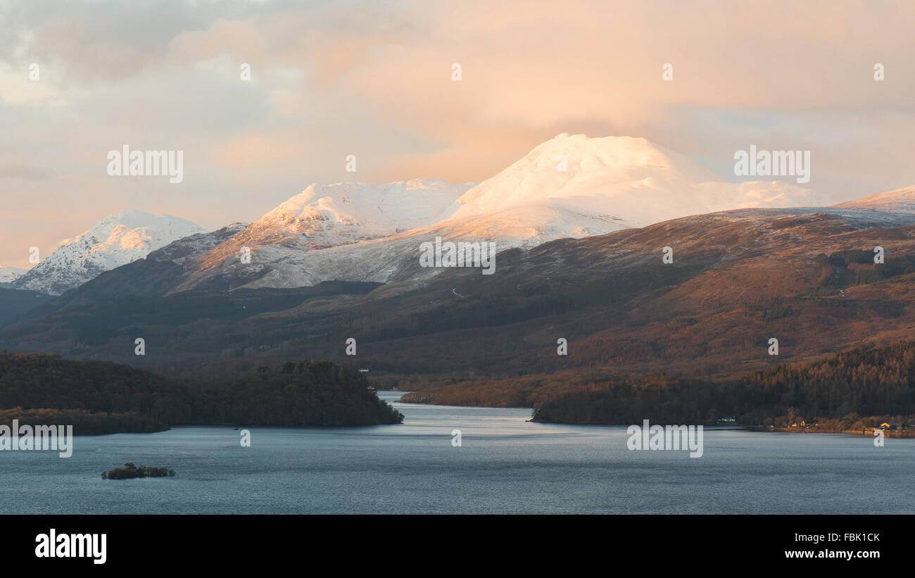 Ben Lomond winter sunset alpenglow Banque D'Images