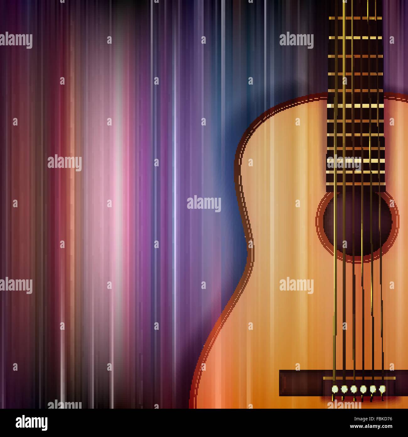 Abstract blue background musique avec guitare acoustique Illustration de Vecteur