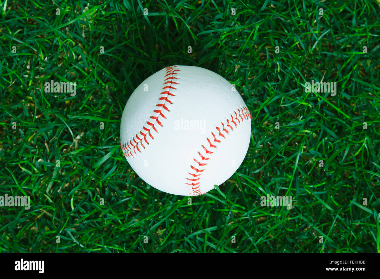 Balle de baseball sur l'herbe Banque D'Images
